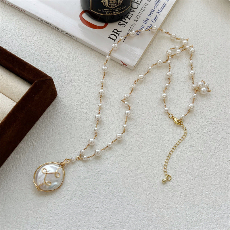 Baroque Pearl Necklace Women Hand Woven Long Chain