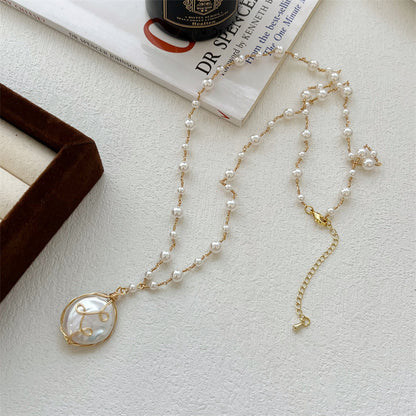 Baroque Pearl Necklace Women Hand Woven Long Chain